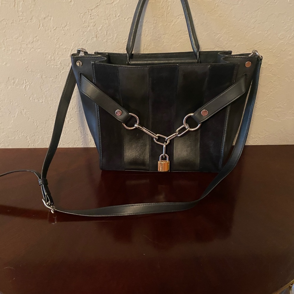 Alexander Wang Large Attica Crossbody Bag, Leather Suede Front Chain Lock $895 - Picture 10 of 11